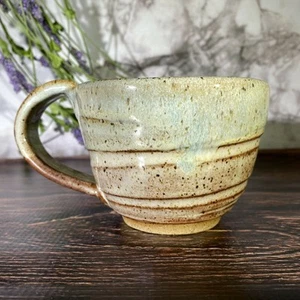 Tazza da tè caffè testurizzata Studio Art Pottery marrone grigio gres firmata - Foto 1 di 7