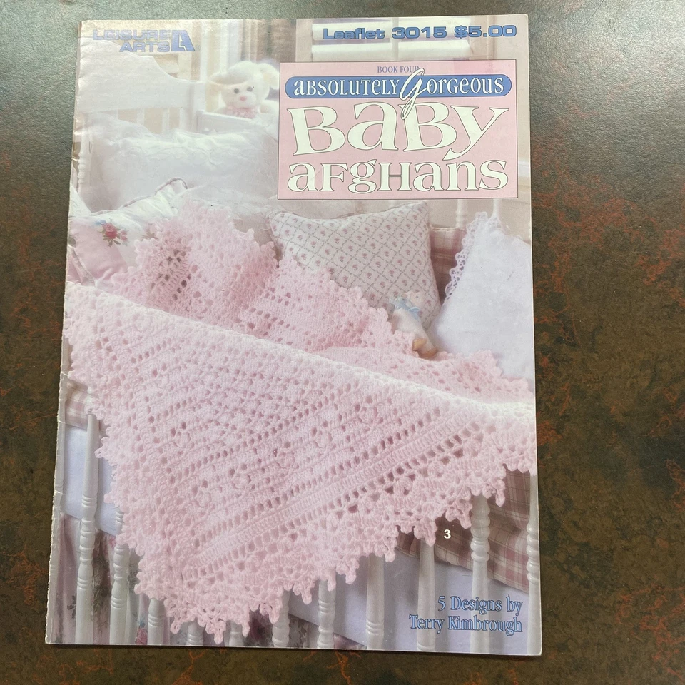 Leisure Arts Absolutely Gorgeous Baby Afghans Crochet Patterns Book 4 -5 Designs - Image 1 of 4