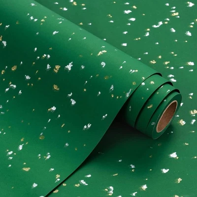 WRAPAHOLIC Green Wrapping Paper Roll - Mini Roll - 17 Inch x 16.5 Feet - Gold Gr - Image 1 of 4
