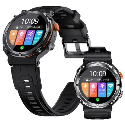 MARKENLOS Android Smartwatch Herren Taktisch Militär Bluetooth Anruf Blutdruck 1ATM
