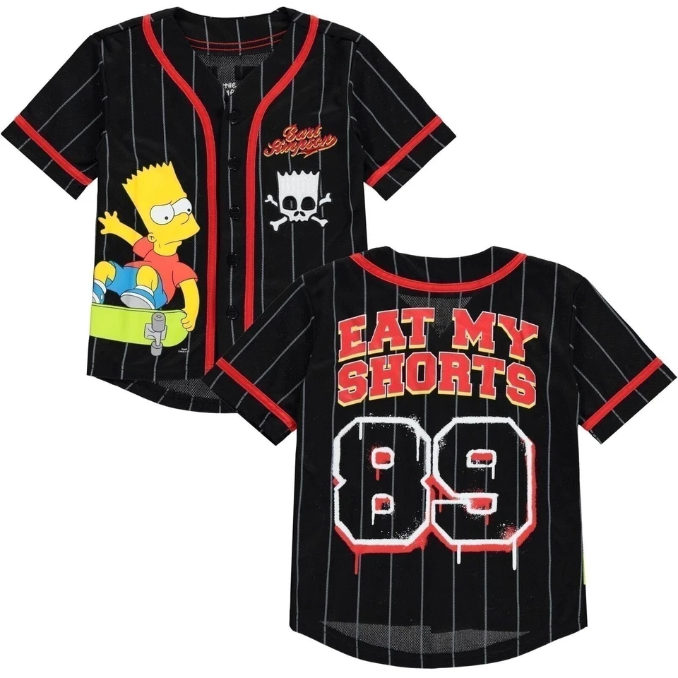 Camiseta deportiva de béisbol Bart Simpson para niños - niños pequeños y grandes tallas 4-20 negra Foto 1 de 4