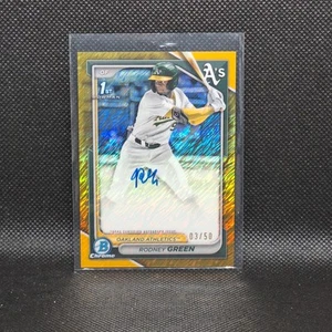 2024 Bowman Chrome Draft Rodney Green Gold Wave Refractor Auto #/50 Athletics - Picture 1 of 2