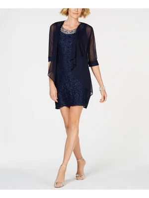 Chaqueta formal R&M RICHARDS para mujer azul marino brillante manga 3/4 talla pequeña: 4P Foto 1 de 4