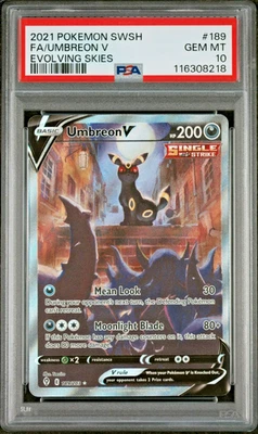 2021 POKEMON SWORD & SHIELD EVOLVING SKIES #189 FULL ART/UMBREON V PSA 10 - Image 1 of 2