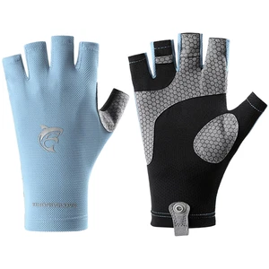 Fishing Gloves Half Finger Breathable Mesh Fabric Non Slip Latex Waterproof - Picture 1 of 35
