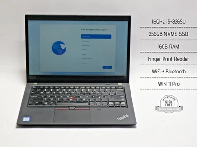 Lenovo Thinkpad T490 1.6GHz i5-8265U, 16GB RAM, 256GB NVME SSD, WIN11, FPR, WiFi - Image 1 of 4