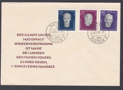 DDR (Germany) FDC 1957 Michel 606/08 National Memorials - Famous People - Image 1 of 2