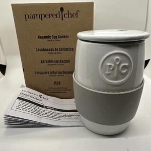 NEW IN BOX Pampered Chef Ceramic Microwave Egg Cooker with Silicone Sleeve #1529 - Picture 1 of 9