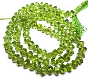 Grassy Green Peridot Smooth Rondelle Beads 423G 15"Std! - Picture 1 of 1