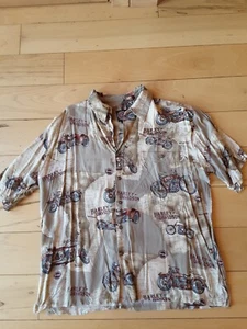 HARLEY DAVIDSON HAWAIIAN MAP SHIRT MENS L LARGE CASUAL ALOHA COLLAR BUTTON UP - Picture 1 of 6