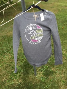 Collection X by Justice Long Sleeve Waffle Thermal Graphic Shirt Gray Girls 12 - Picture 1 of 5