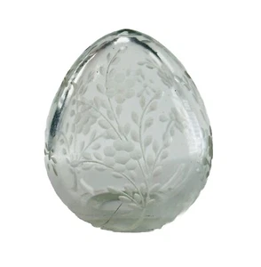 Faberge Modern Glas Ei klar geätzte Blumen H4cm Mid Century - Bild 1 von 9
