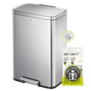 Brushed Stainless 50 Liter/13.2 Gallon Step Trash Can with Inner Liner - Fingerp - Picture 1 of 6