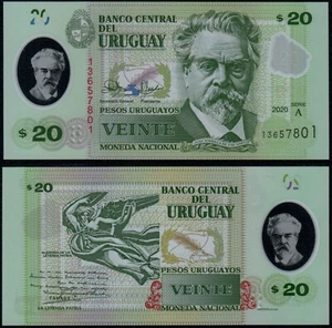 URUGUAY 20 PESOS URUGUAYOS (P101) 2020 POLYMER UNC - Picture 1 of 1