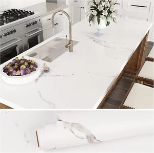 15.7''X118'' White Marble Contact Paper for Countertops Waterproof Self Adhesive - Picture 1 of 9