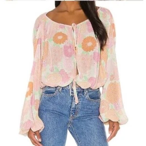 L'Academie The Alayna Floral Print Oversized Fit Top Size XXS - Picture 1 of 10