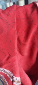 Rare vintage silk red burgundy crepe fabric from indian sari - Picture 1 of 2