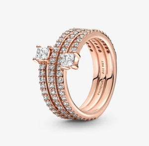 Pandora Rose Triple Spiral Ring - 180051C01 Size 52/6 Authentic BNWOT - Picture 1 of 1