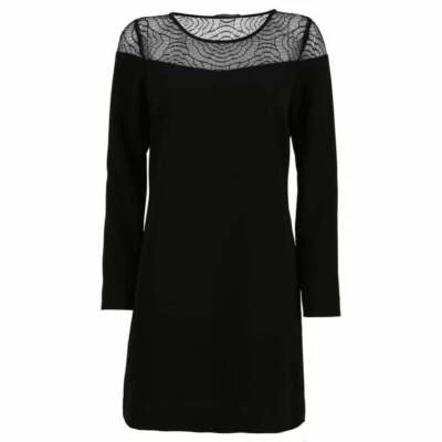 MAISON SCOTCH кружева платье Shift черный длинным рукавом мини туника круглый вырез 2 XS - Изображение 1 из 4