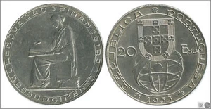 Portugal 20 Escudos 1953 / Reforma Financiera / 21 gr. plata EBC / XF - Picture 1 of 1