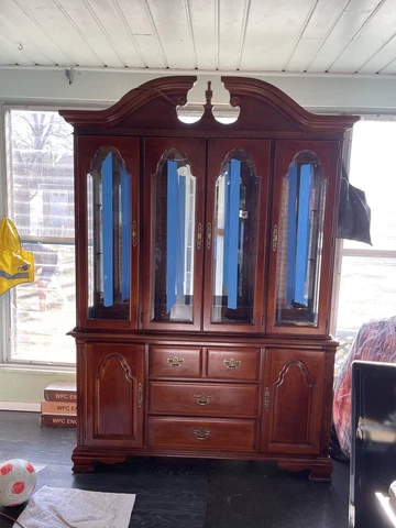 New Brown Cherry China Cabinet with lights inside Cover