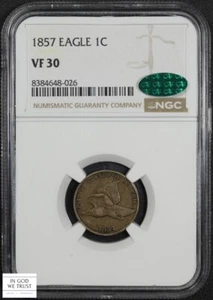 1857 Flying Eagle Cent 1C NGC VF 30 CAC - Picture 1 of 5