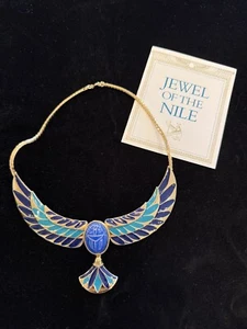 Franklin Mint "Jewel Of The Nile" 22k Gold Plated Enamel Scarab Necklace - Picture 1 of 7