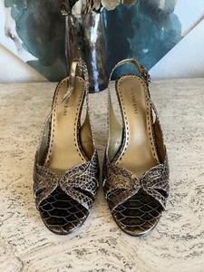 Giani Bini Women's Goals Leather Sling Back Ankle Strap Heels Size 9.5 Disco 12 - Picture 1 of 7