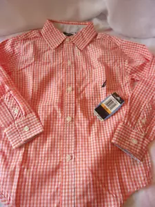 CAMICIA A QUADRETTI BIANCA ARANCIONE/NAUTICA TAGLIA 4 PER RAGAZZI - Foto 1 di 2