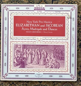 New York Pro Musica Elizabethan & Jacobean Ayres, Madrigals, Dances Greenberg LP - Picture 1 of 8