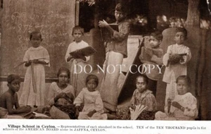 Real Photo RPPC sepia toned. 10 students in the Village School in Jaffna, Ceylon - Picture 1 of 2