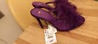 Zara purple Velvet Stiletto sandals Shoes ostrich feathers Nwt new 37