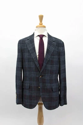 NWT $3995 Brunello Cucinelli Men's Linen-Silk-Wool Plaid Print Sport Coat  A252 - Image 1 of 4