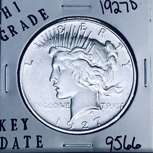 1927 D PEACE SILVER DOLLAR HI GRADE GENUINE U.S. MINT RARE KEY COIN 9566 - Picture 1 of 3