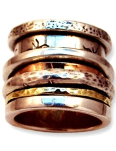 Meditation Ring Spinner Ring Sterling silver and gold Rings - Picture 1 of 1