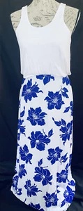 Victoria Secret Women's White/Blue Floral Tropical Sleeveless Maxi Dress S/P - Picture 1 of 9