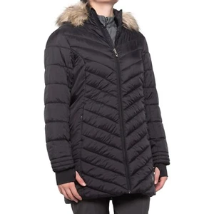 Women's Spyder Channel Long Puffer Jacket Black Size Medium M - Picture 1 of 2