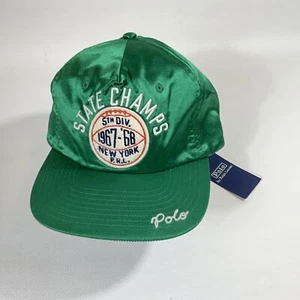 Polo Ralph Lauren Green Satin State Champs New York Baseball Ball Cap Hat OS New - Picture 1 of 15
