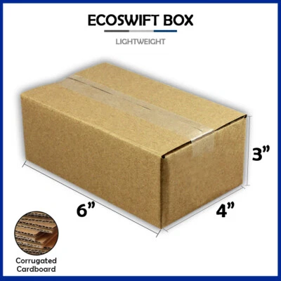 1-Box 6x4x3 "EcoSwift" Brand Cardboard Packing Mailing Shipping Corrugated - Image 1 of 4
