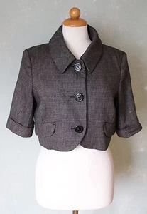 Comma Blazer Jacke Bolero kurz Business schwarz braun weiss schick Gr. 38 M - Bild 1 von 4