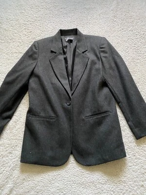 Blazer Sag Harbor Mujer Manga Larga Muesca Carbón Talla 10 Lana Foto 1 de 4