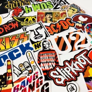 52 Rock Stickers Metal Punk Bands Guitar Amp Music Decal Stickerbomb Skateboard - Picture 1 of 6