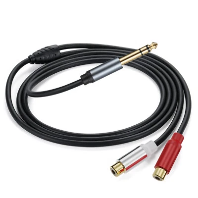 6.35mm 1/4 inch Male TRS to Stereo 2 RCA Female Audio Splitter Cable Adapter1.8M - Image 1 of 4