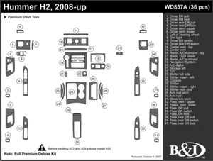 HUMMER H2 2008 2009 2010 2011 DASH TRIM KIT a - Imagen 1 de 1