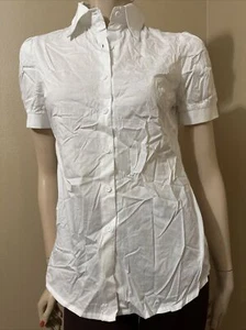 Women’s White Polyester Casual Office Stretch Classic Size L Button-up Blouse - Picture 1 of 20