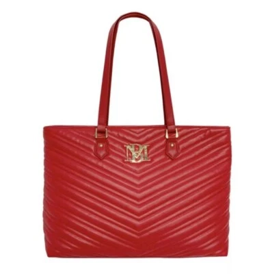 Bolso de Mano Badgley Mischka Chevron Edredón con Bolsillo para Portátil•Nuevo con Etiquetas Grande, Rojo• Precio de Venta sugerido por el fabricante $149 Foto 1 de 4