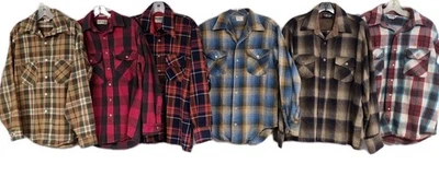 LOT OF 34 VINTAGE FLANNEL SHIRTS 60s-Y2K PLAID MENS UNISEX FIVE BROTHER BIG MAC - Image 1 of 4