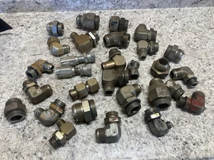 Large Lot of 29 New / Used Hydraulic Fittings (3/4 to 1-1/2 approx.) - Picture 1 of 21
