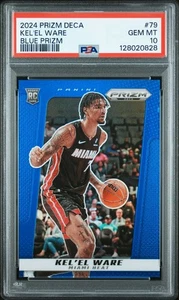 Kel'el Ware 2024-25 Prizm Blue Deca RC NBA #79 Heat 7/149 *Jersey Match* PSA 10 - Imagen 1 de 2