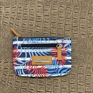Nautica Tropical Estampado RFID Tarjetero Cartera Azul Marino Rojo Pequeño Cremallera Monedero Bolsa - Imagen 1 de 7